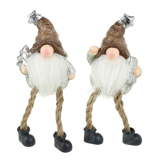 Shelf Sitting Pair of Dangly Leg Santa Gonk's