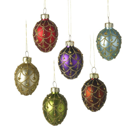 Glittery Glass Baubles Set Of 6