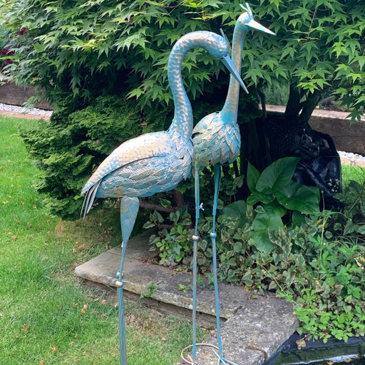 Bronze with Blue Metal Crane - Two Styles - GingerInteriors.co.uk