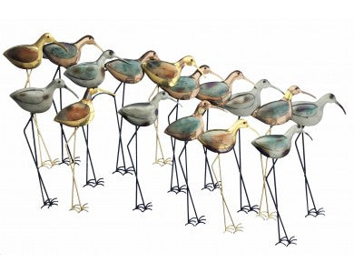 Wading Birds Metal Wall Art - Gold -Large