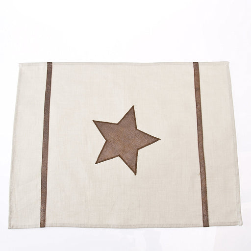 Cream Leather Star Placemats Set of 2