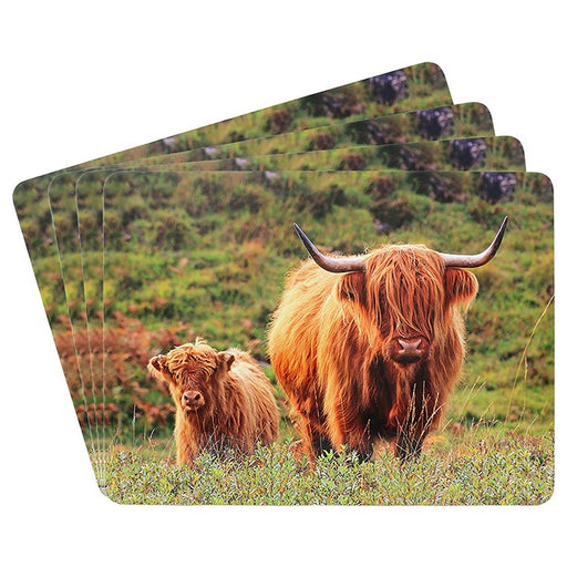 Highland Cow & Calf Placemats and Coasters - The Country Life - Set of 4 - The Leonardo Collection