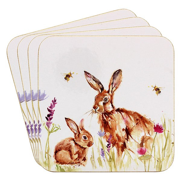 Hares Placemats and Coasters - The Country Life - Set of 4 - The Leonardo Collection