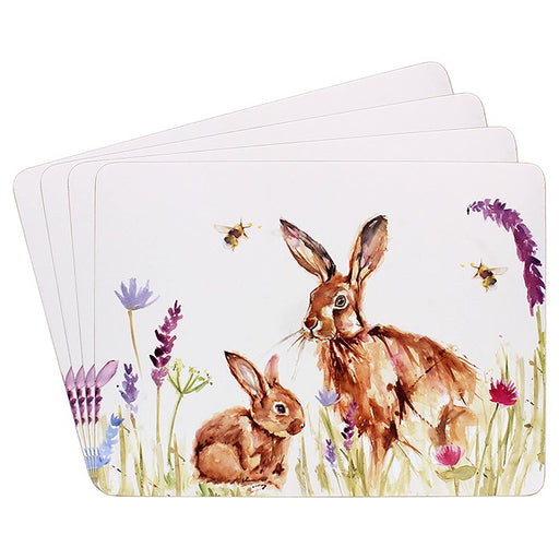 Hares Placemats and Coasters - The Country Life - Set of 4 - The Leonardo Collection