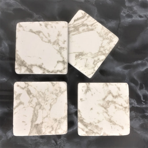 Grey Marble Resin Coaster Set