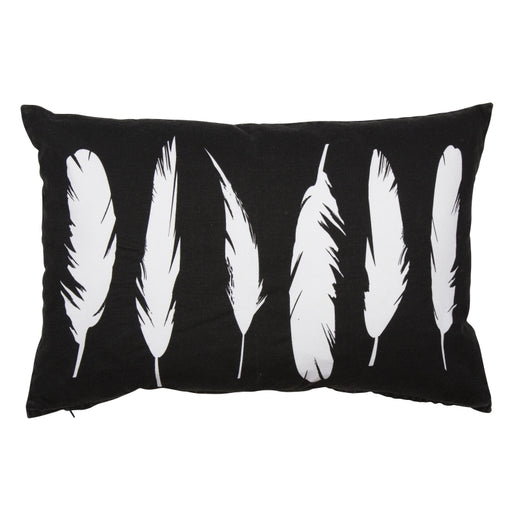 Stonewashed Charcoal Feather Design Cushion