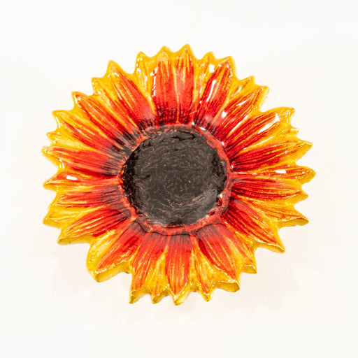 Recycled Aluminium Gold & Red Sunflower 10 cm