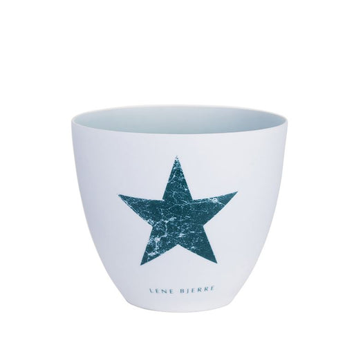 Lene Bjerre Riley White Porcelain Green Star Tealight Holder