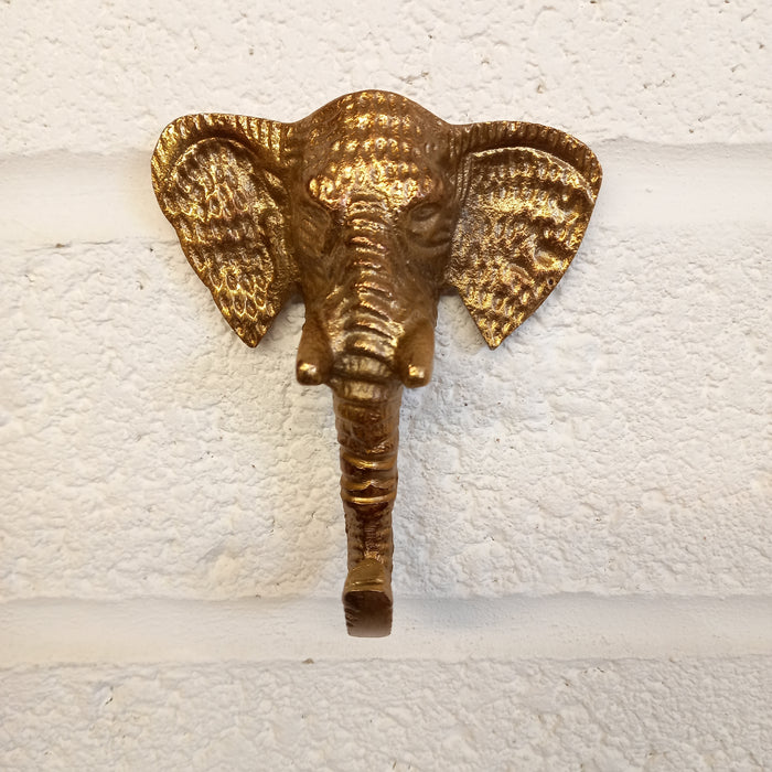 Antique Gold Elephant Head Coat Hook