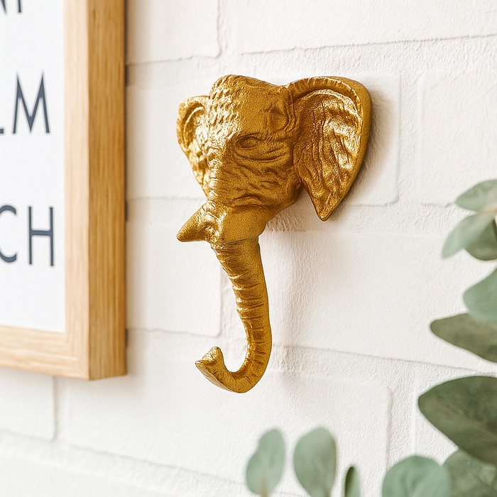 Antique Gold Elephant Head Coat Hook