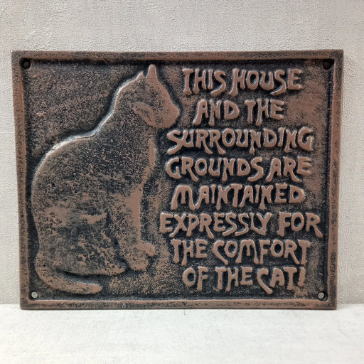 Cast Iron Cat Plaque - Expressly for the comfort of the Cat - GingerInteriors.co.uk