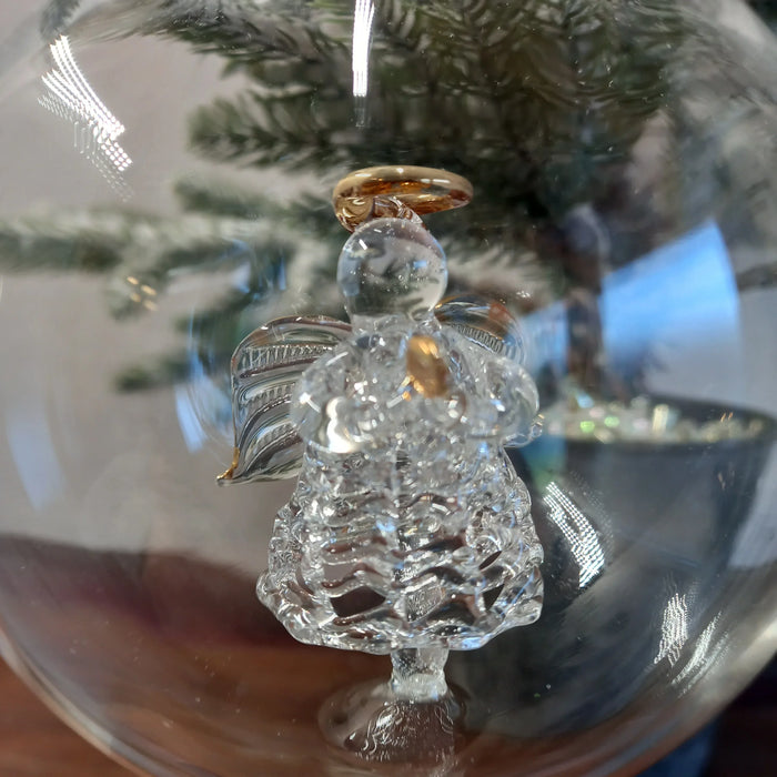 Glass Angel In Glass Sphere Bauble - GingerInteriors.co.uk