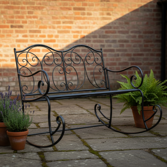 2 Person Iron Rocking Garden Bench