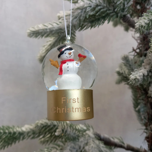 Hanging First Christmas Snowman Mini Snow globe - Tree Decoration - GingerInteriors.co.uk