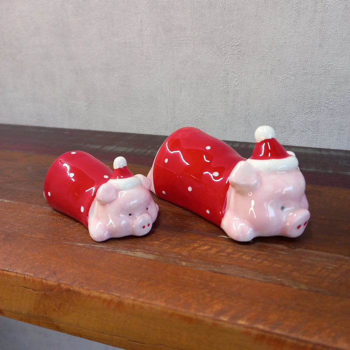Lying Down Pig in Blanket Figure - GingerInteriors.co.uk