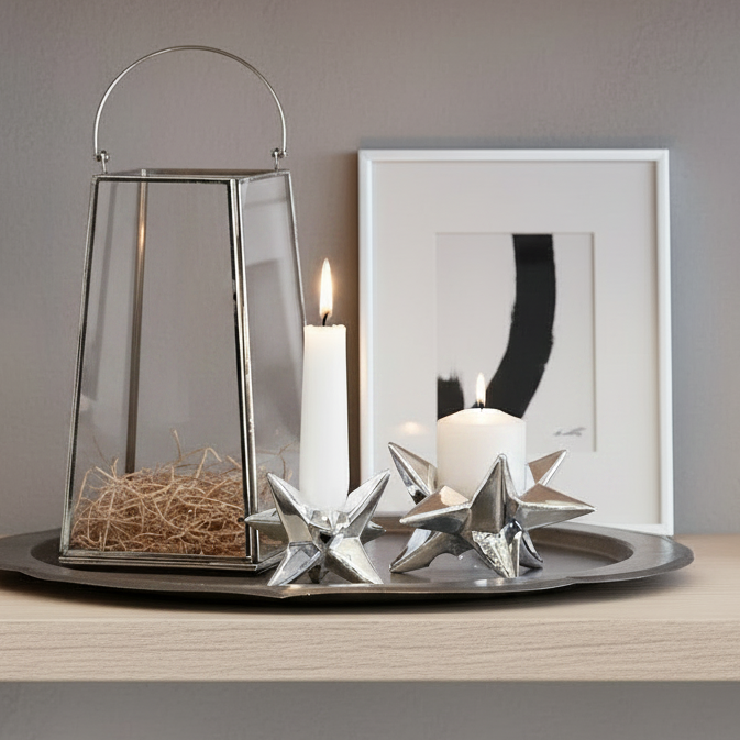 Suzanne Silver Star Candlestick. Two sizes
