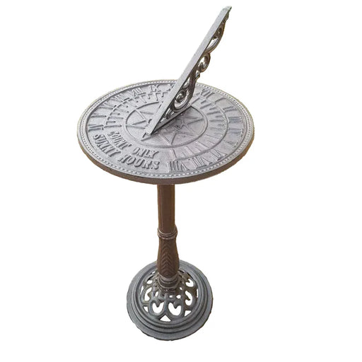 Cast Iron Free Standing Sunny Hours Garden Sundial - DS - GingerInteriors.co.uk