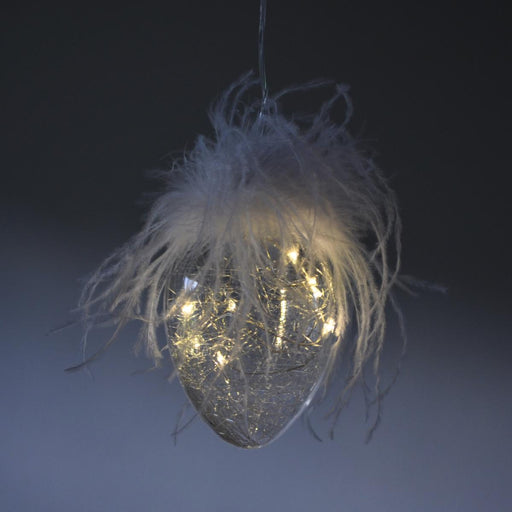 Light Up Candyfloss Glass Egg Bauble - 2 Sizes