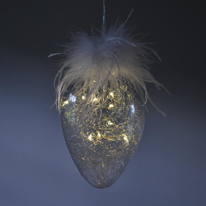 Light Up Candyfloss Glass Egg Bauble - 2 Sizes