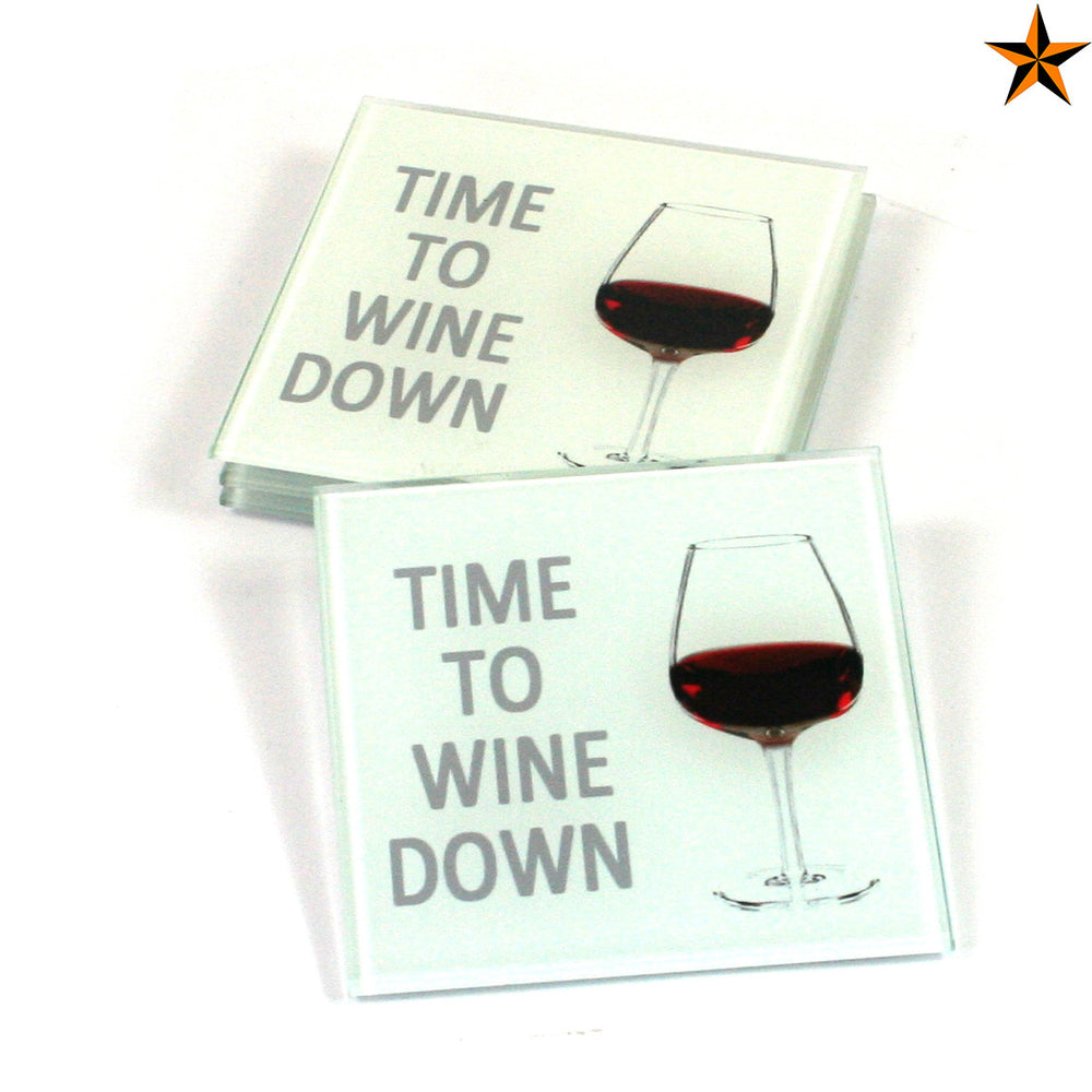 Wine Coasters - Time to Wine Down - Set of 4