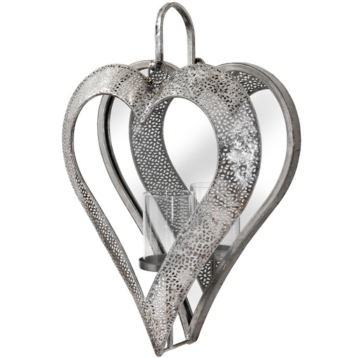 Silver heart candle holder