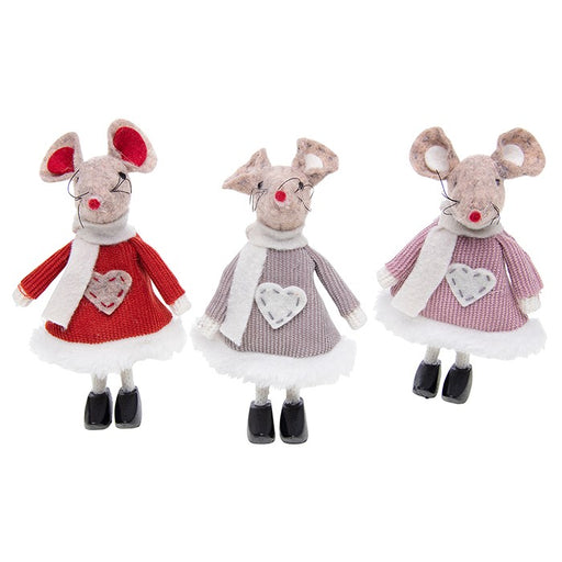 Christmas Mice, Set of 3 Festive Standing Mice