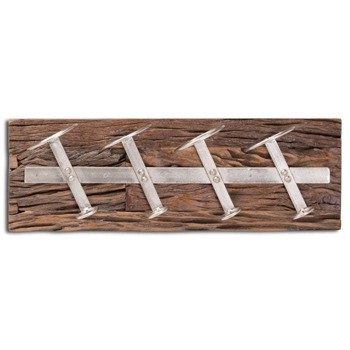 Rustic 4 Bottle Reclaimed Timber Wall Wine Rack