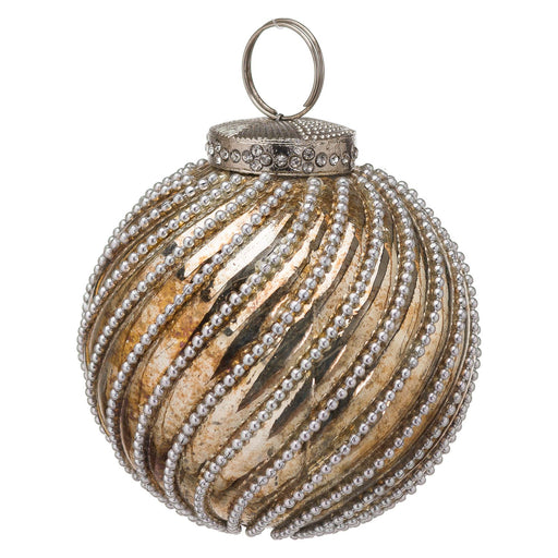 Traditional Christmas Bauble - Pearl Swirl Burnished Golden Tones  - Heirloom Collection