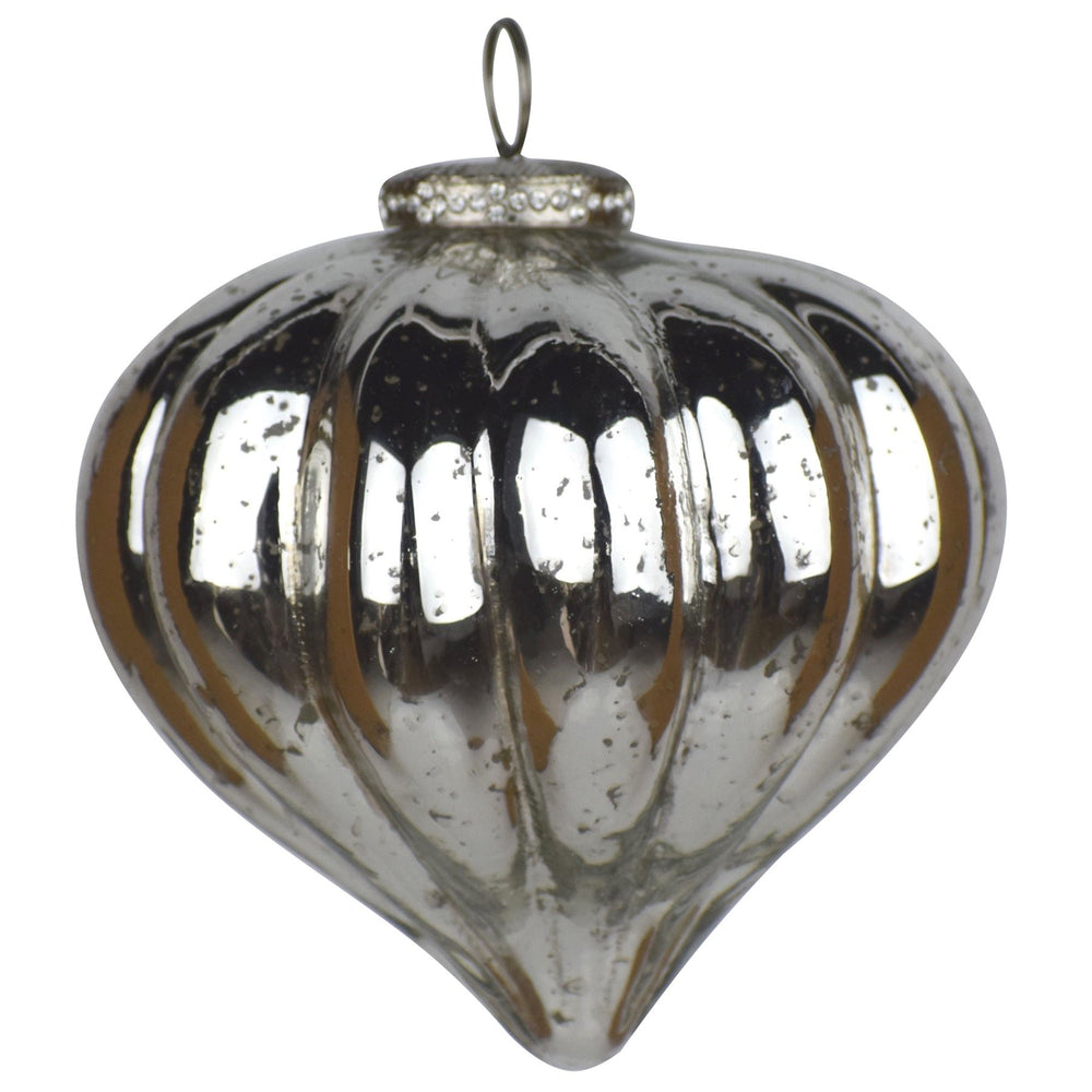 Traditional Christmas Bauble - Large Silver Teardrop  - Heirloom Collection