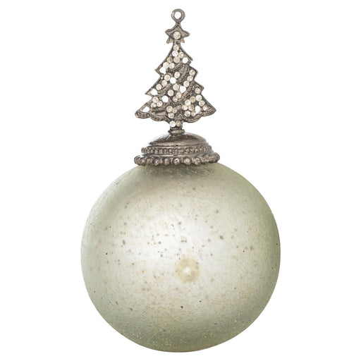 Traditional Christmas Bauble - Noel Midnight Tree Topped Bauble Silver Pearlescent Finish - Heirloom Collection
