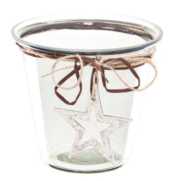 Smoked Glass Star Candle holder