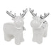 White Ceramic Reindeer Pair, Silver Scarf and Antlers - GingerInteriors.co.uk