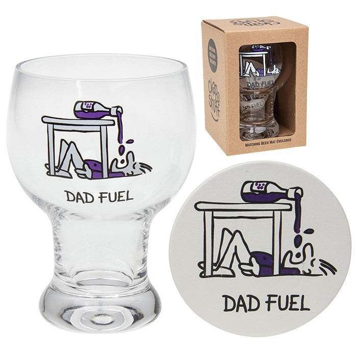 Chaps Stuff Beer Glass and Matching Coaster - Dad Fuel