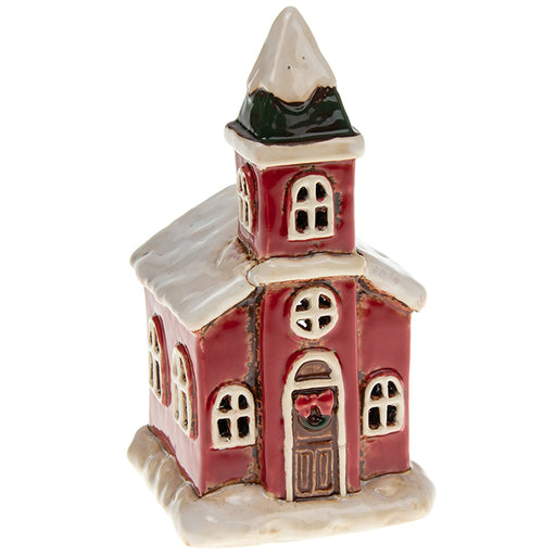 Christmas Cornish Village Pottery Lantern Red Small Church