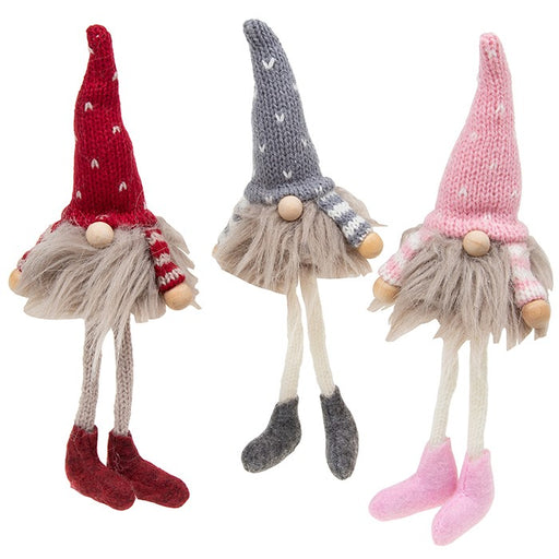 Mini Furry Sitting Gonks - Set of 3 - Pink Grey Red