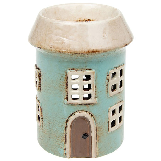 Cornish Village Pottery Lantern Oil Warmer Aqua House