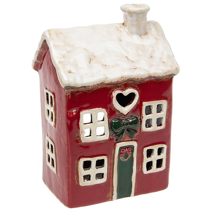 Christmas Cornish Village Pottery Lantern Red Large House