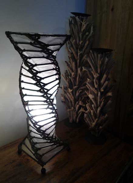Twist Lamp - 50cm White Rattan Table Lamp