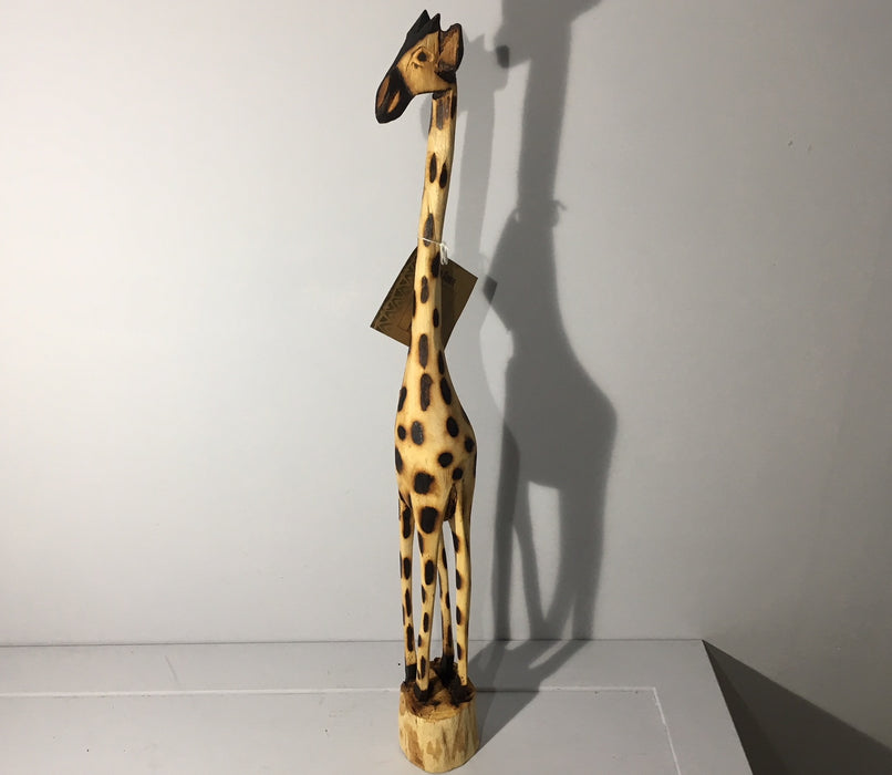 Hand Carved Wooden Giraffe - 65cm Tall