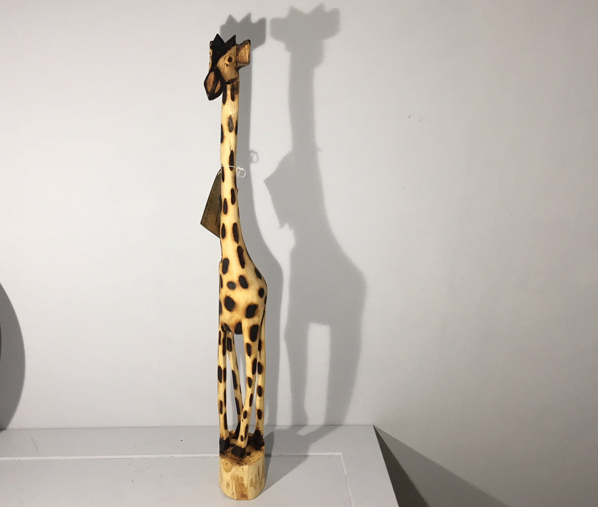 Hand Carved Wooden Giraffe - 65cm Tall