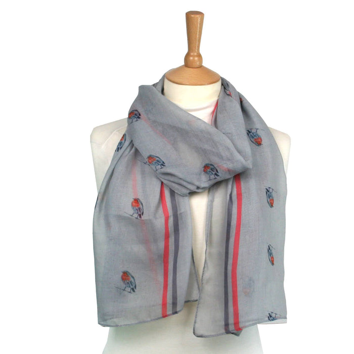 Small Robin Scarf - Designed by British Artist Kat Jackson, Supporting Animal Charities