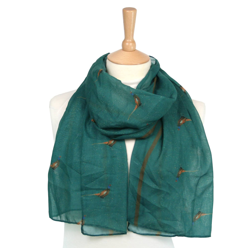 Pheasant Scarf -Designed by British Artist Kat Jackson, Supporting Animal Charities