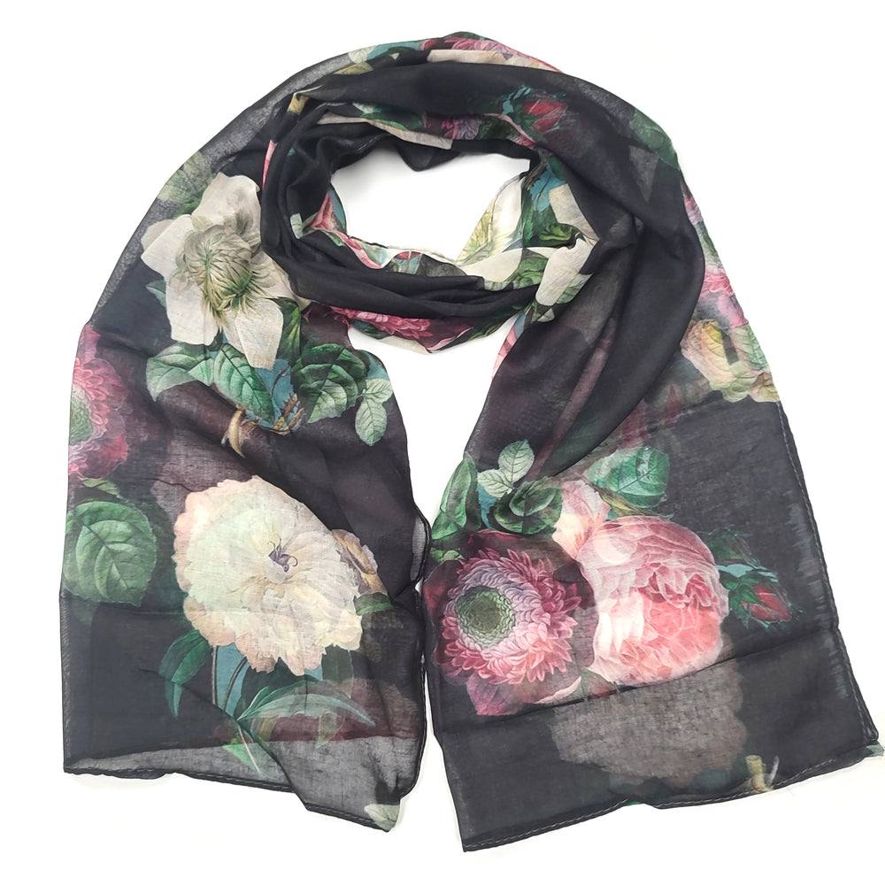 Vintage Roses Scarf, Thick Pashmina Style
