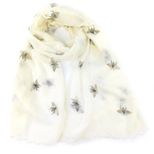 Glitter Bee Scarf - Ivory