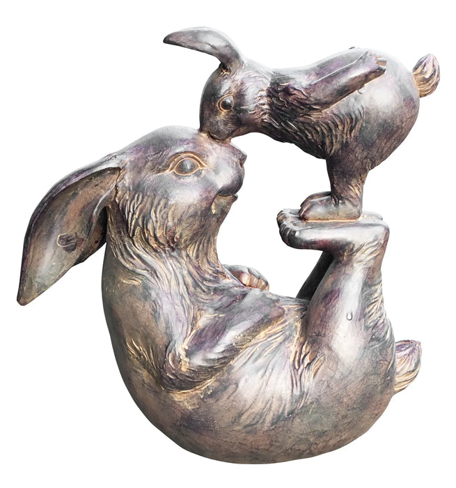 Mummy and Baby Rabbit - Garden Statue - GingerInteriors.co.uk