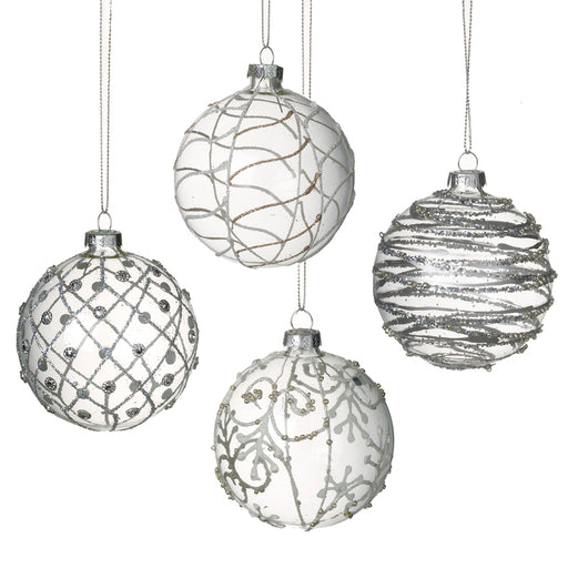 Glass Bauble Set Christmas Tree Decorations - Set of 4