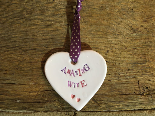 Ceramic Hanging Heart - Amazing Wife