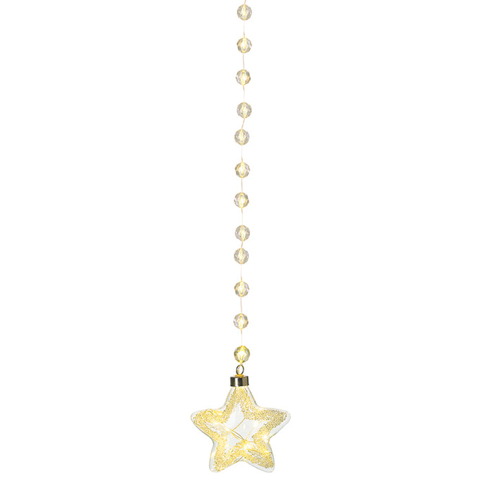 Glass Star Garland Light Up LED Hanging Christmas Decoration