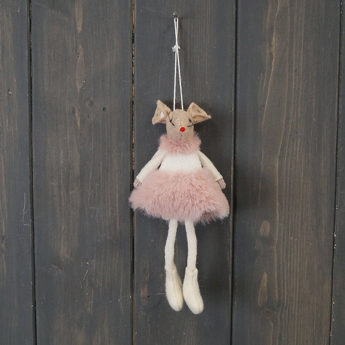 Hanging Felt Mice - Grey and Pink and White Mice - Select Colour required