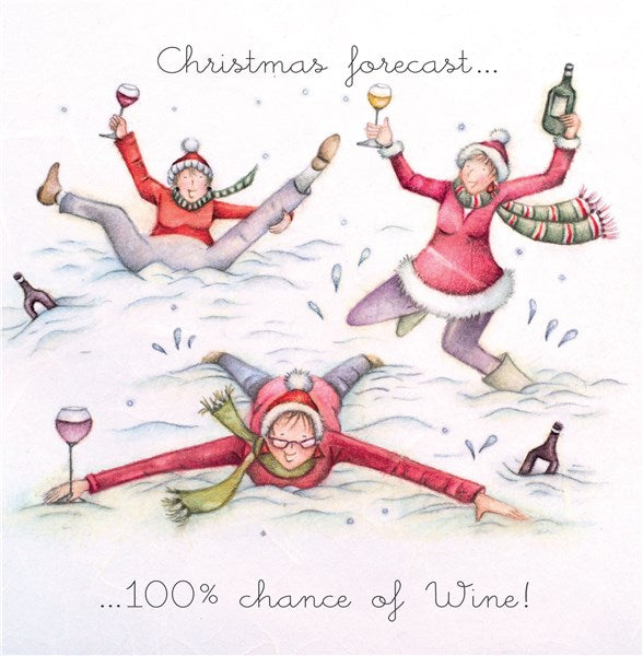 Christmas Card 100% Chance of Wine